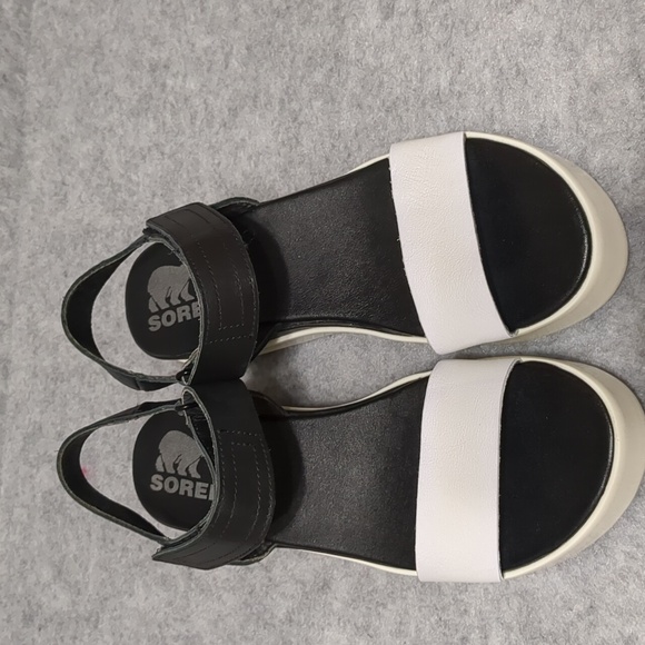 Sorel Cameron Flatform Platform Sandals White Black Colorblock Women's US Size 7 - Picture 7 of 8